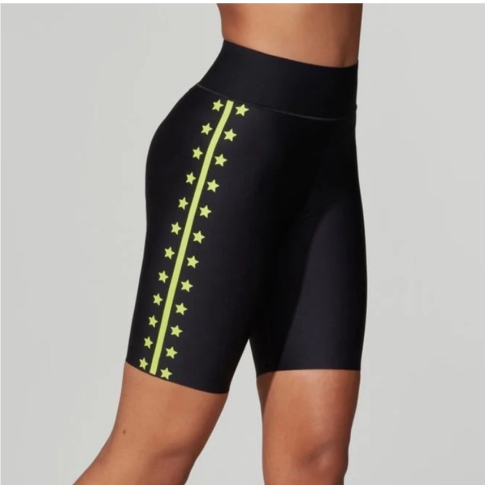 Ultracor Barrys Neon Stars Flash Nero High Rise Biker Shorts Bike Cycling Yoga - Picture 1 of 11